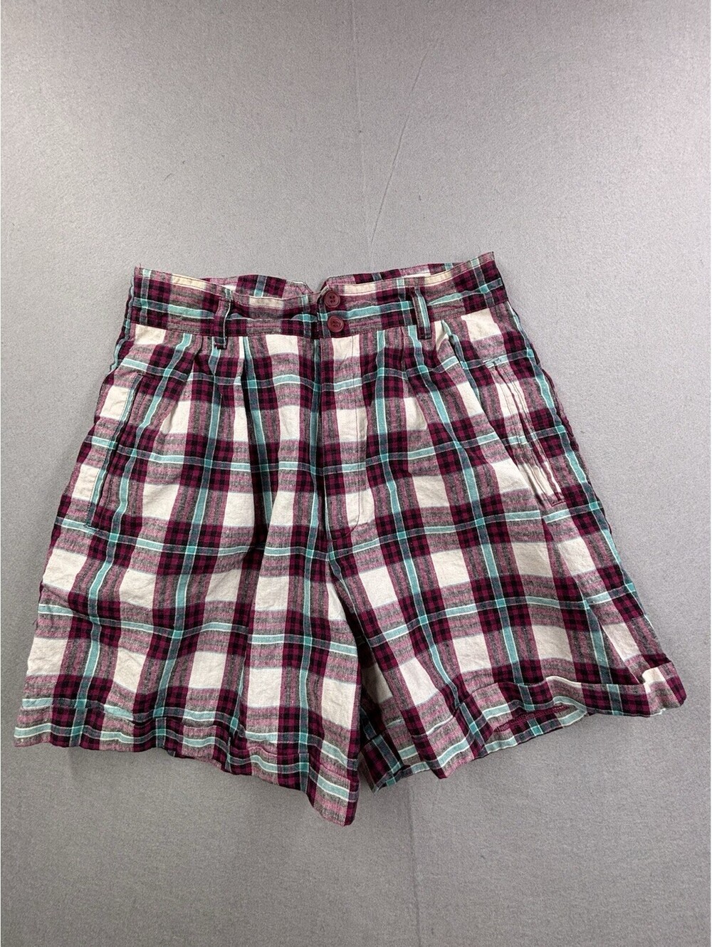Separate Issue Vintage‎ 90’s High Waisted Pink/Teal Plaid Shorts Size 9/10
